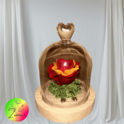 Rosa preservada con corazón de cristal